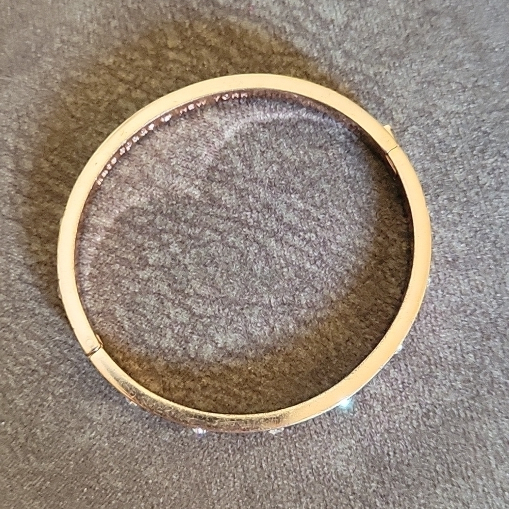 Kate SPADE Rose Goldtone Rhinestone Clamp Bangle Moto Bracelet - Picture 4 of 8